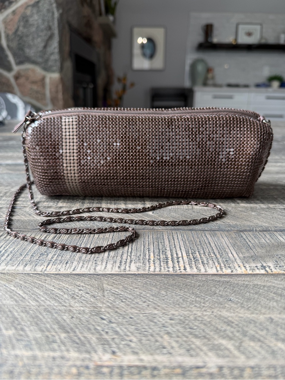 Vintage Fiona Bronze Mesh Cylinder Bag